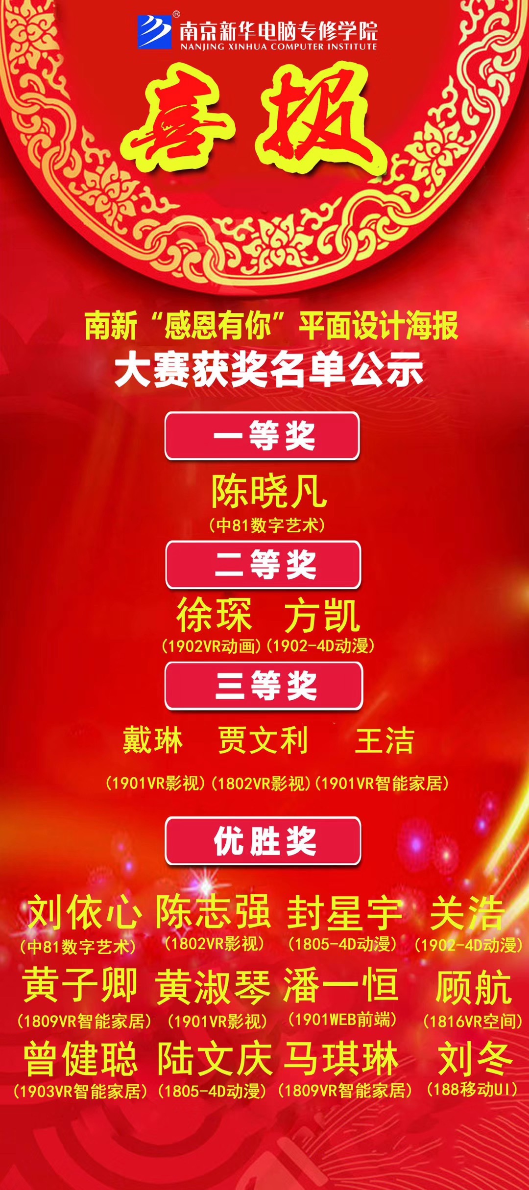 咻！前方為您發(fā)來(lái)南京新華“感恩有你”平面海報(bào)設(shè)計(jì)大賽的獲獎(jiǎng)捷報(bào)啦！
