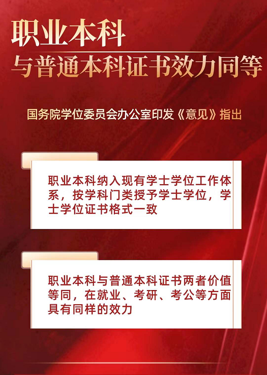 又一利好消息，教育部再發(fā)文：職業(yè)本科與普通本科證書效力同等！