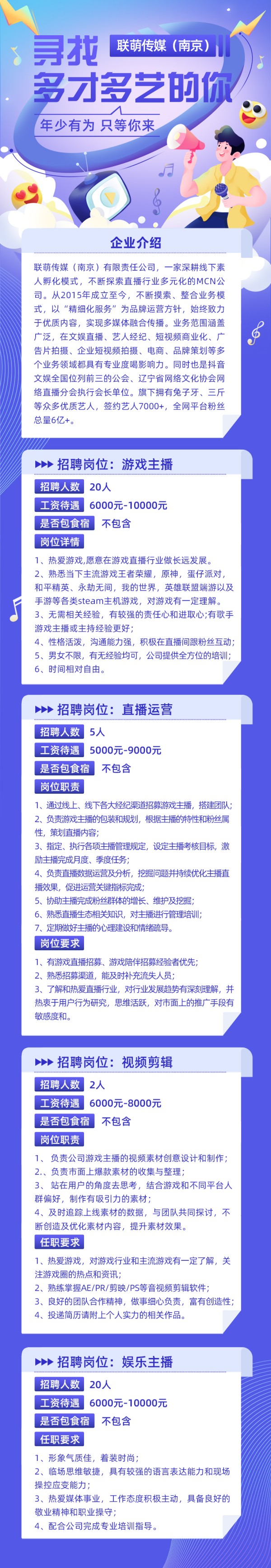 聯萌傳媒（南京）公司招聘